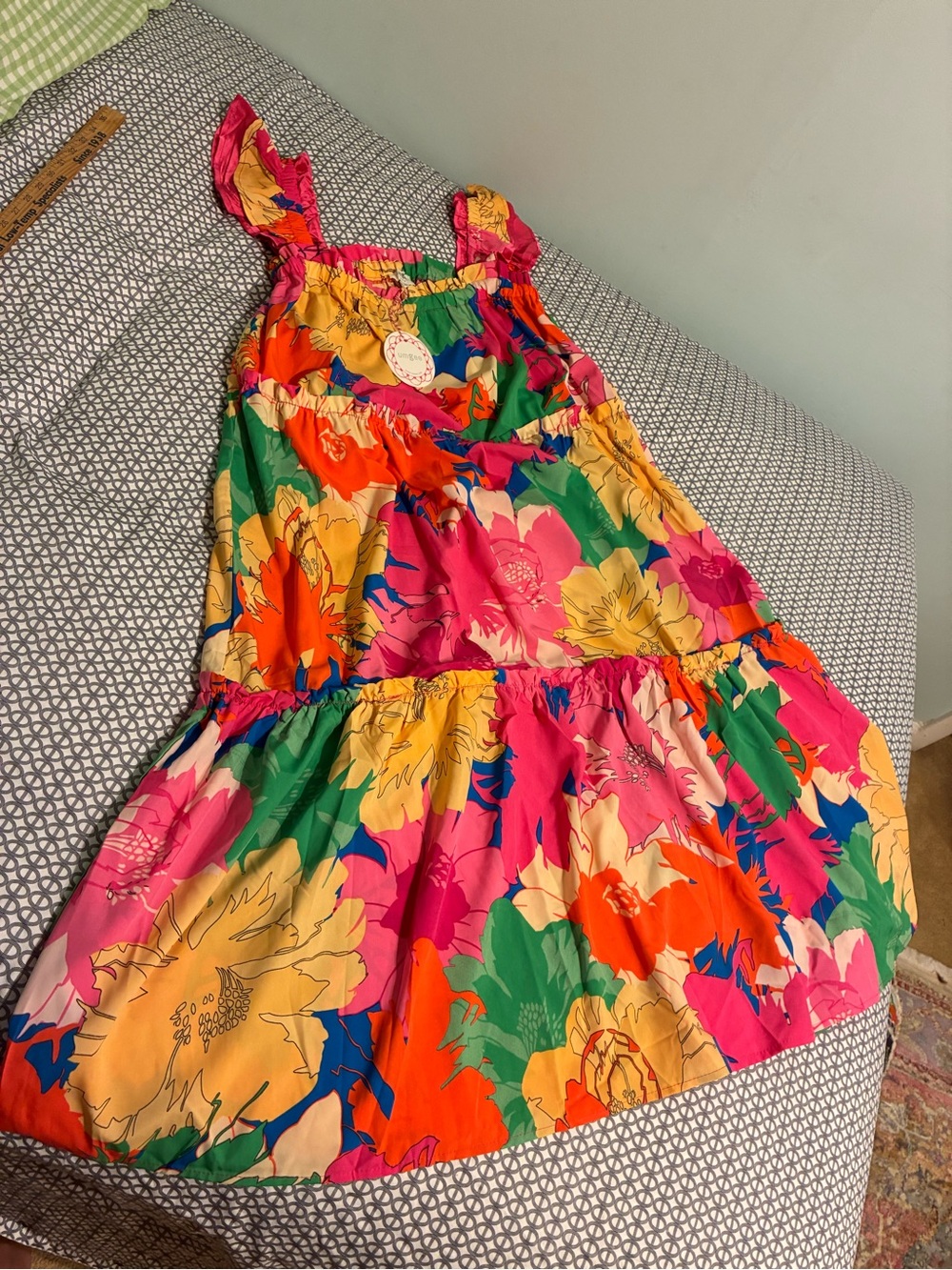 Umgee Bright Floral Sundress in Pink, Yellow & Green size medium - Picture 10 of 10